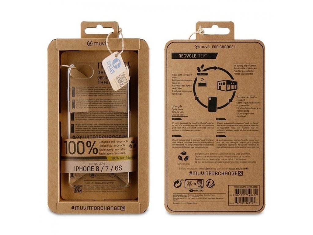 Muvit For Change Recycletek ECO Pouzdro pro Apple iPhone 6 / 6S / 7 / 8 / SE 2020 průsvitné (ECO Blister)