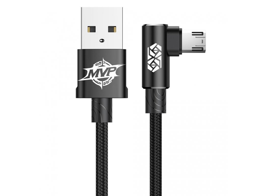 MVP Elbow Type Úhlový kabel s boční zástrčkou micro USB 1.5A 2M černý