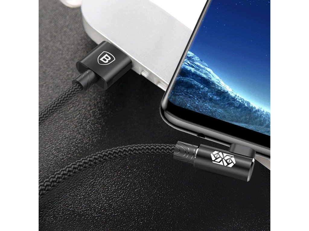 MVP Elbow Type Úhlový kabel s boční zástrčkou micro USB 1.5A 2M černý