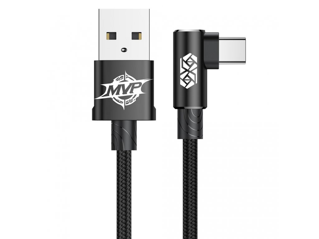 MVP Elbow Type Úhlový kabel s boční zástrčkou USB Type-C 1.5A 2M černý