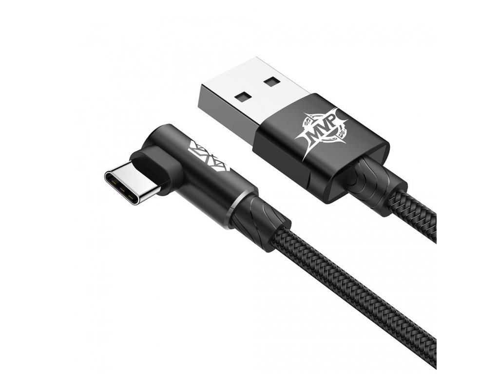 MVP Elbow Type Úhlový kabel s boční zástrčkou USB Type-C 1.5A 2M černý