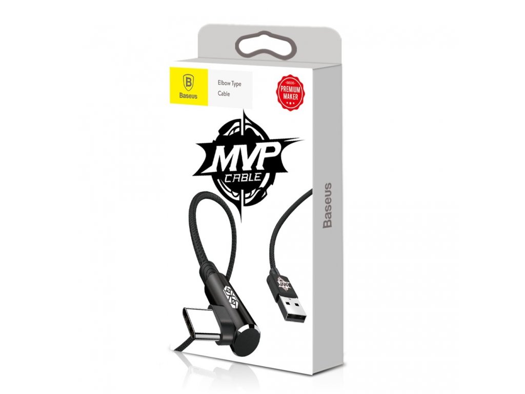 MVP Elbow Type Úhlový kabel s boční zástrčkou USB Type-C 1.5A 2M černý