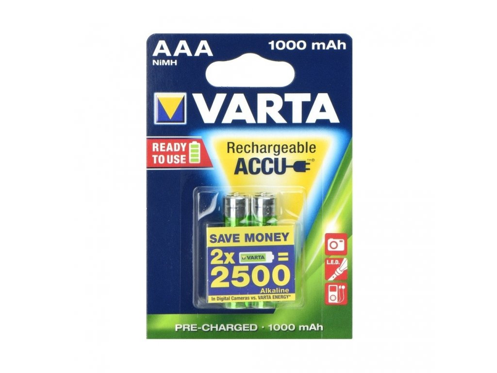 Nabíjecí baterie VARTA R3 1000 mAH (AAA) 2 PACK. připraveno k použití.