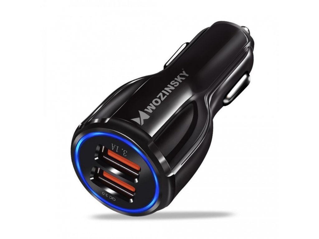 Nabíječka do auta rychlé nabíjení Quick Charge 3.0 QC3.0 3.1A 2xUSB černá (WCC-02)