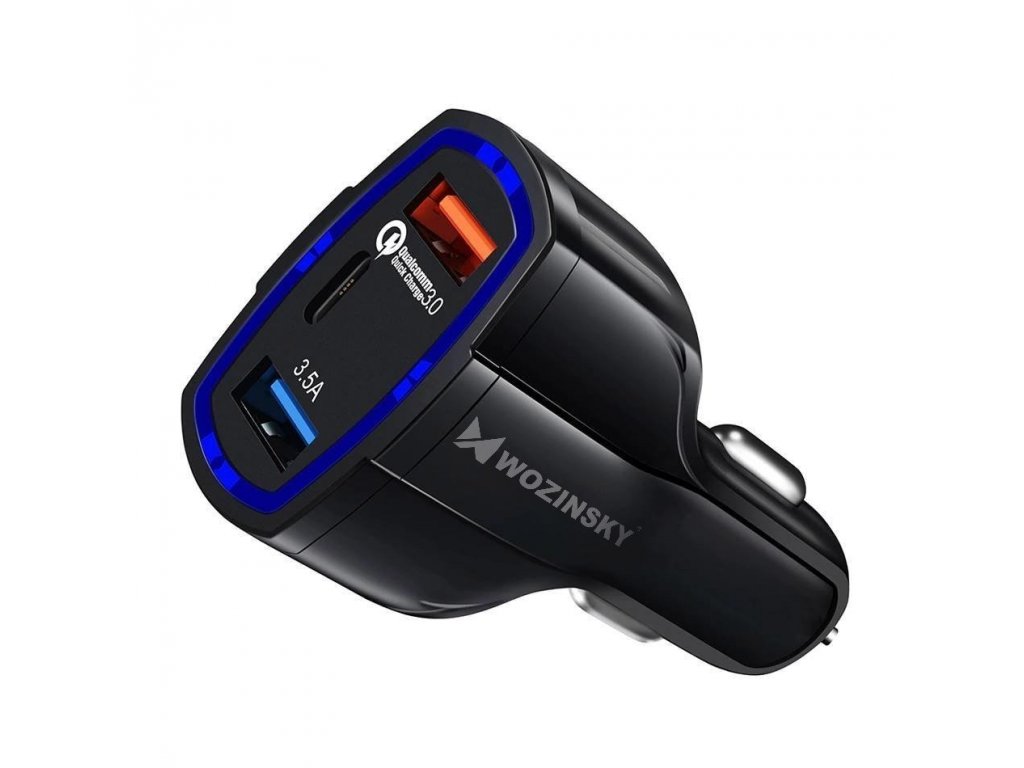 Nabíječka do auta s technologií Quick Charge 3.0 QC3.0 2xUSB / USB Typ C černá (WCC-01)