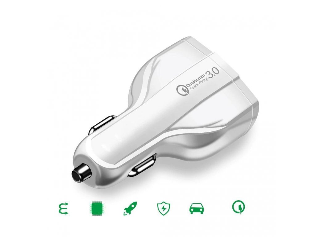 Nabíječka do auta s technologií Quick Charge 3.0 QC3.0 2xUSB / USB Typ C černá (WCC-01)