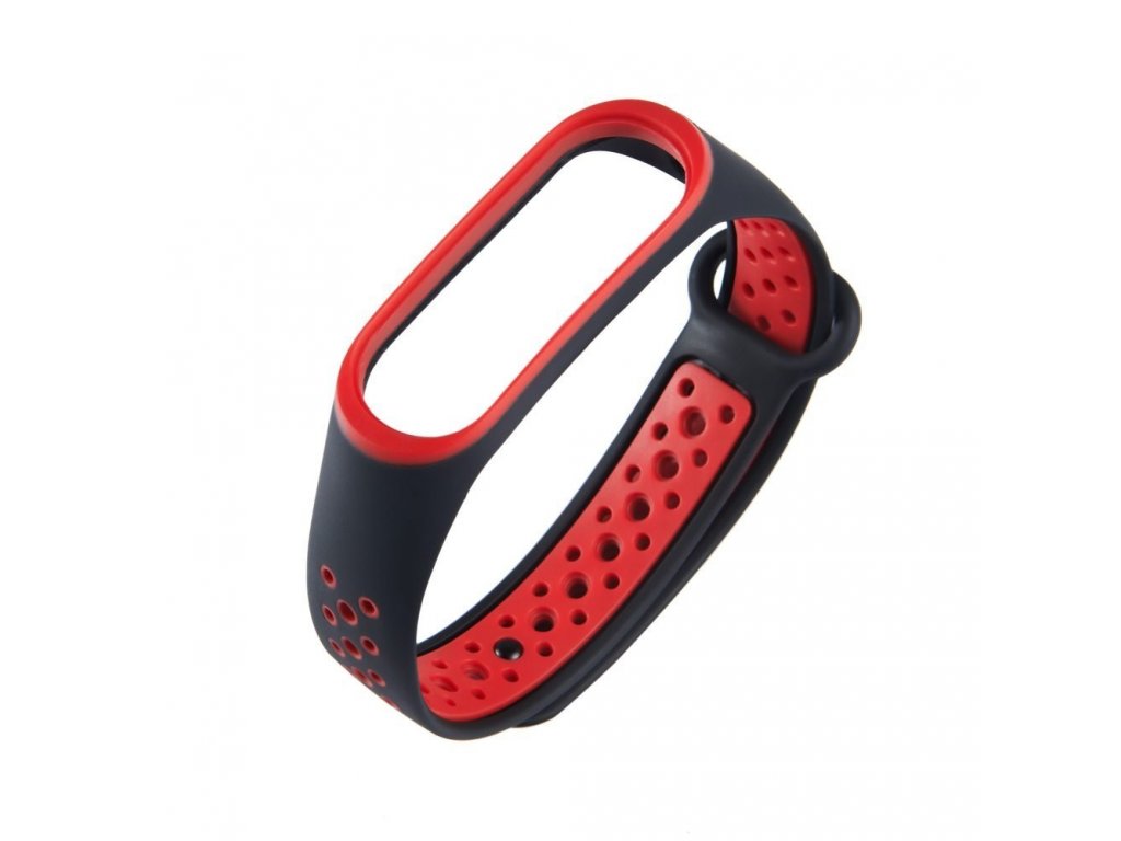 Náhradní silikonový pásek pro Xiaomi Mi Band 4 / Mi Band 3 Dots černo-červený