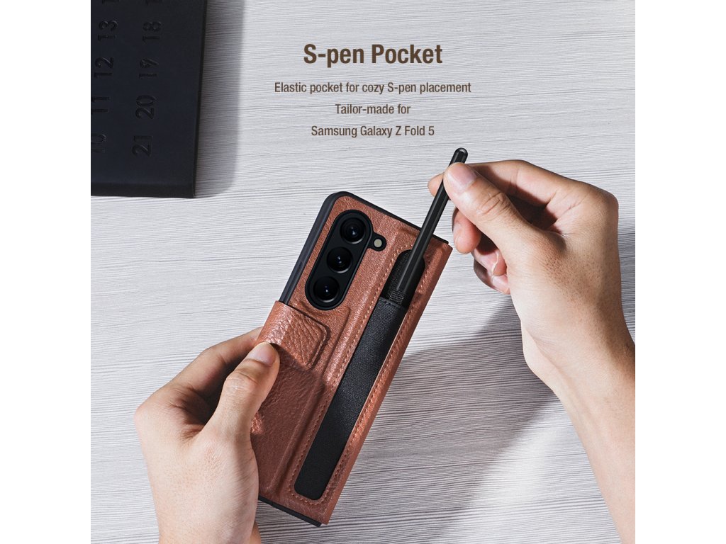 Nillkin Aoge knížkové pouzdro pro Samsung Galaxy Z Fold 5 hnědé