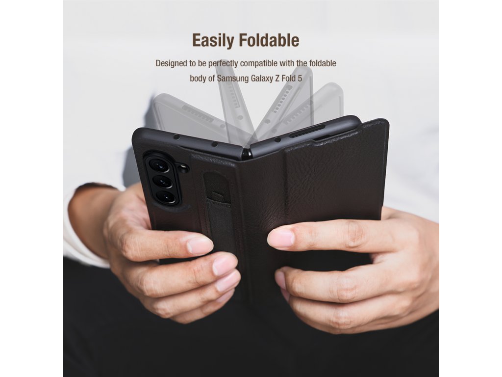 Nillkin Aoge knížkové pouzdro pro Samsung Galaxy Z Fold 5 hnědé