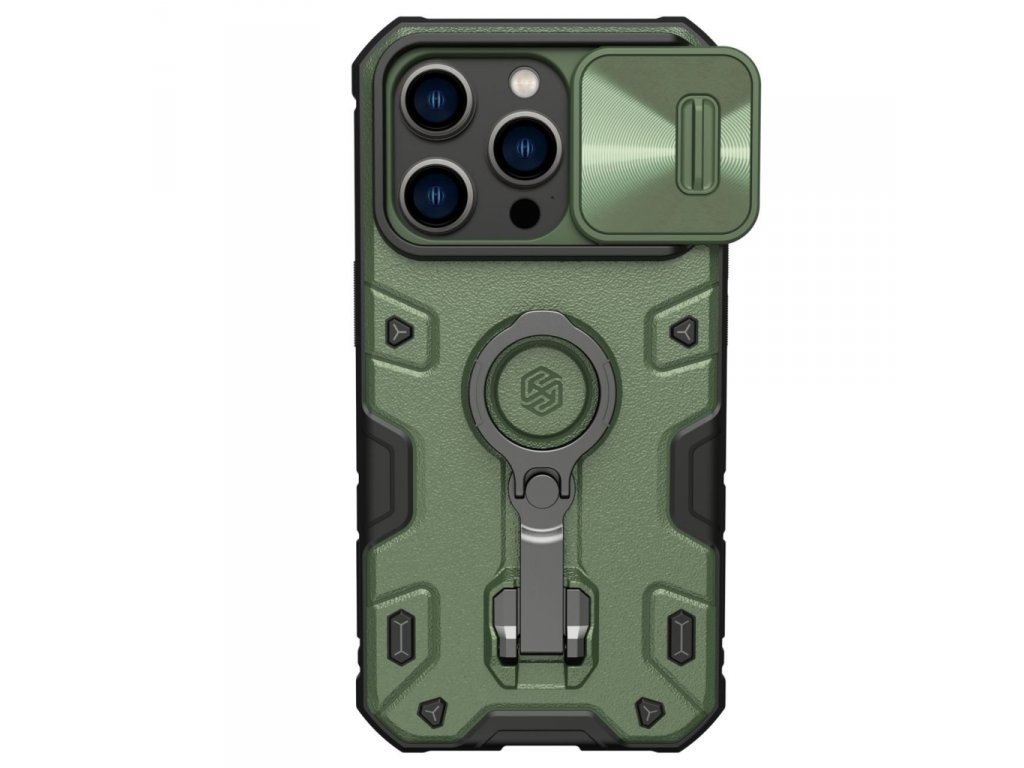 Nillkin CamShield Armor Pro Magnetické pouzdro s krytem fotoaparátu pro iPhone 14 Pro - tmavě zelené