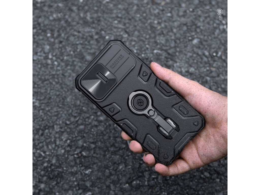 Nillkin CamShield Armor Pro Magnetické pouzdro s krytem fotoaparátu pro iPhone 14 Pro - modré 