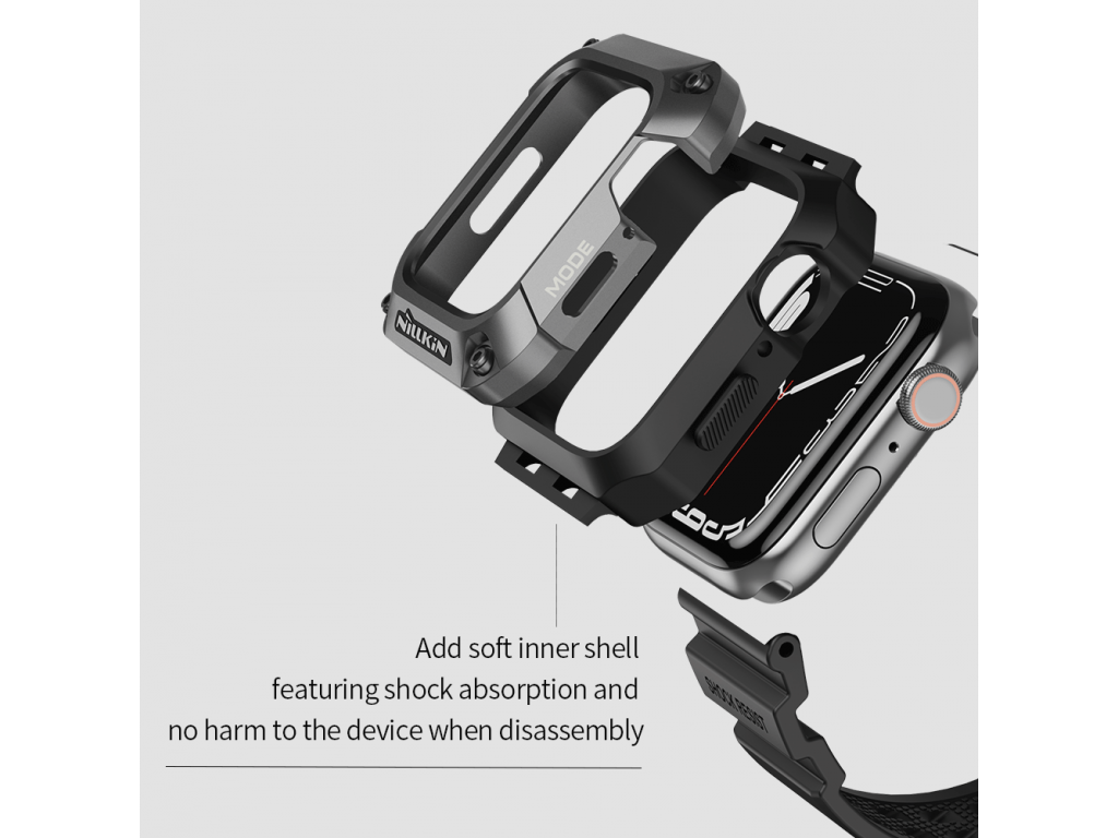 Řemínek + Kryt Nillkin DynaGuard pro Apple Watch Series 45mm 7/8 - černý