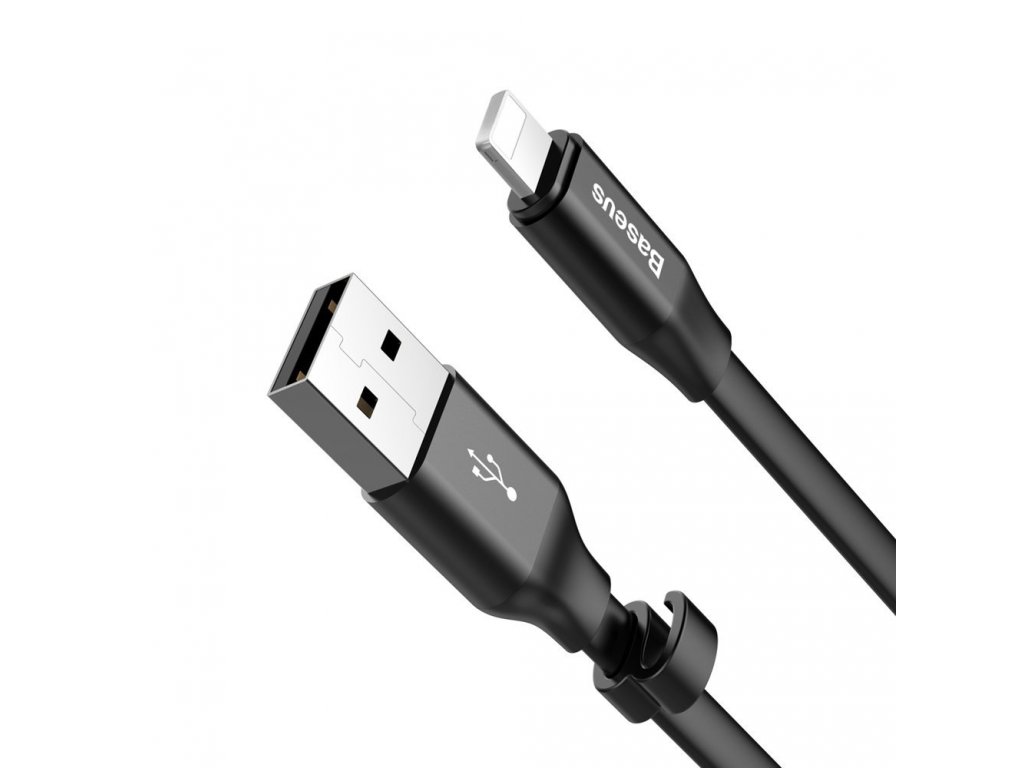 Nimble plochý kabel USB / Lightning s úchytem 2A 0,23M černý (CATMBJ-01)