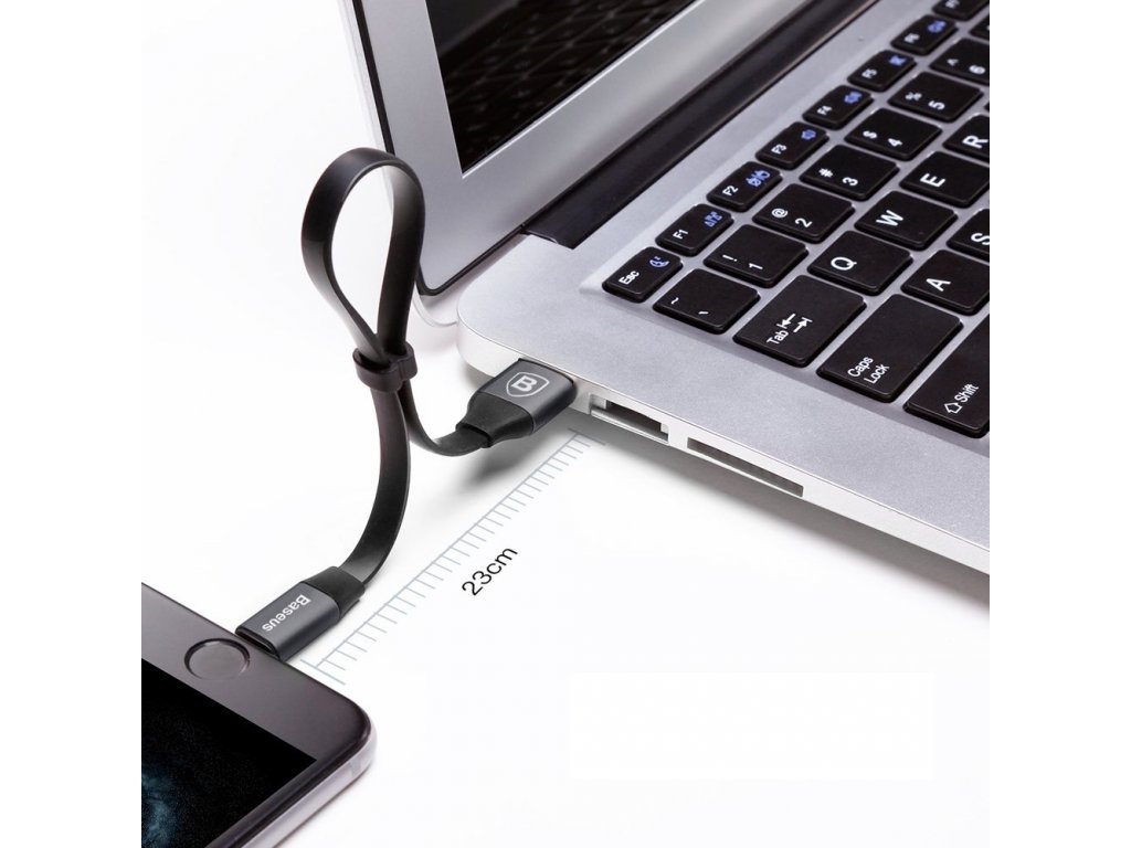 Nimble plochý kabel USB / Lightning s úchytem 2A 0,23M černý (CATMBJ-01)