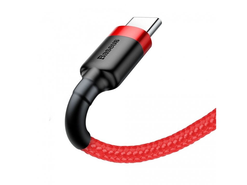 Nylonový kabel USB / USB-C QC3.0 3A 0,5M červený (CATKLF-A09)