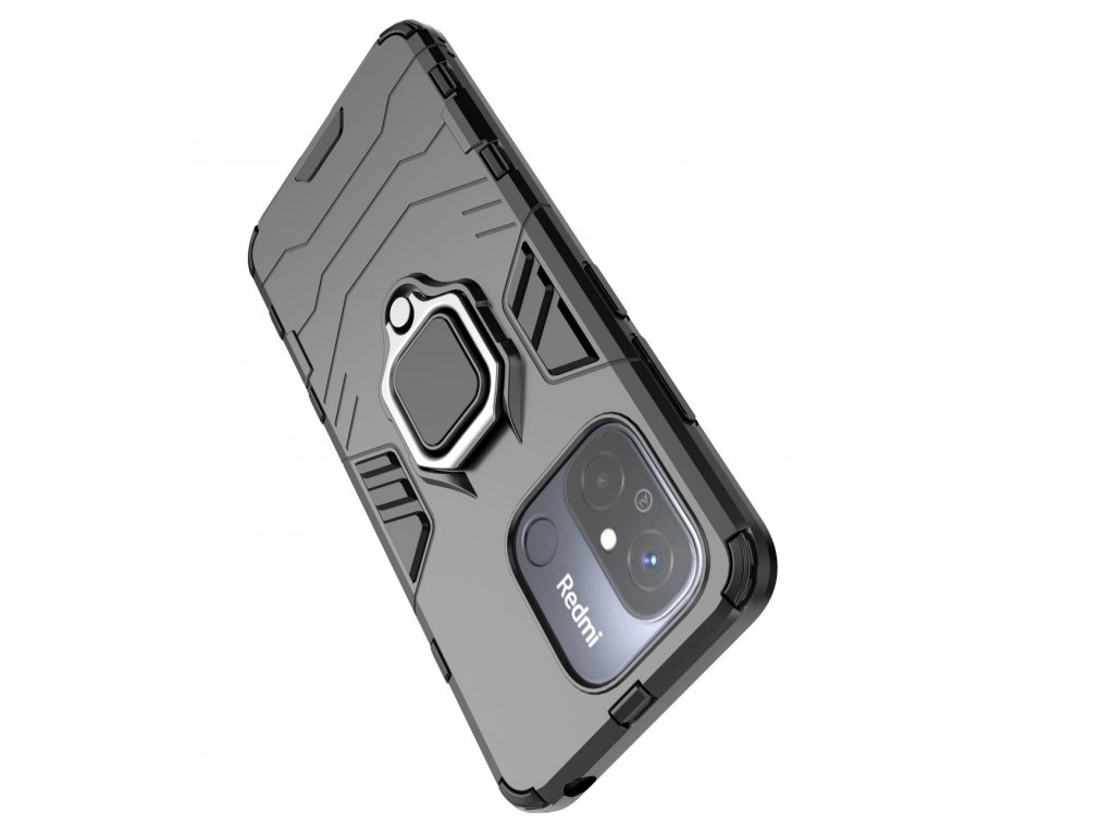 Pancéřový kryt s magnetickým držákem kroužek Ring Armor pro Xiaomi Redmi 11A / Poco C55 / Redmi 12C - černý