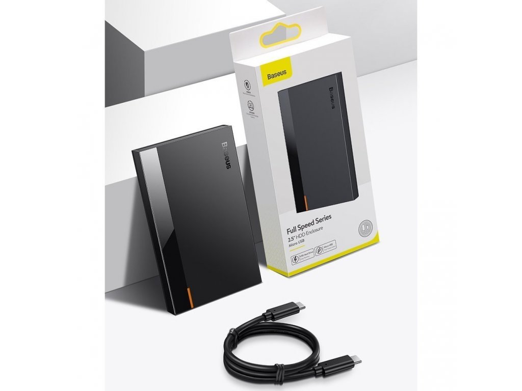 Ochranné pouzdro pro HDD SSD SATA 2,5'' USB 3.2 Gen 1 (5 Gb/s) USB Type C + kabel černý (CAYPH-B01)