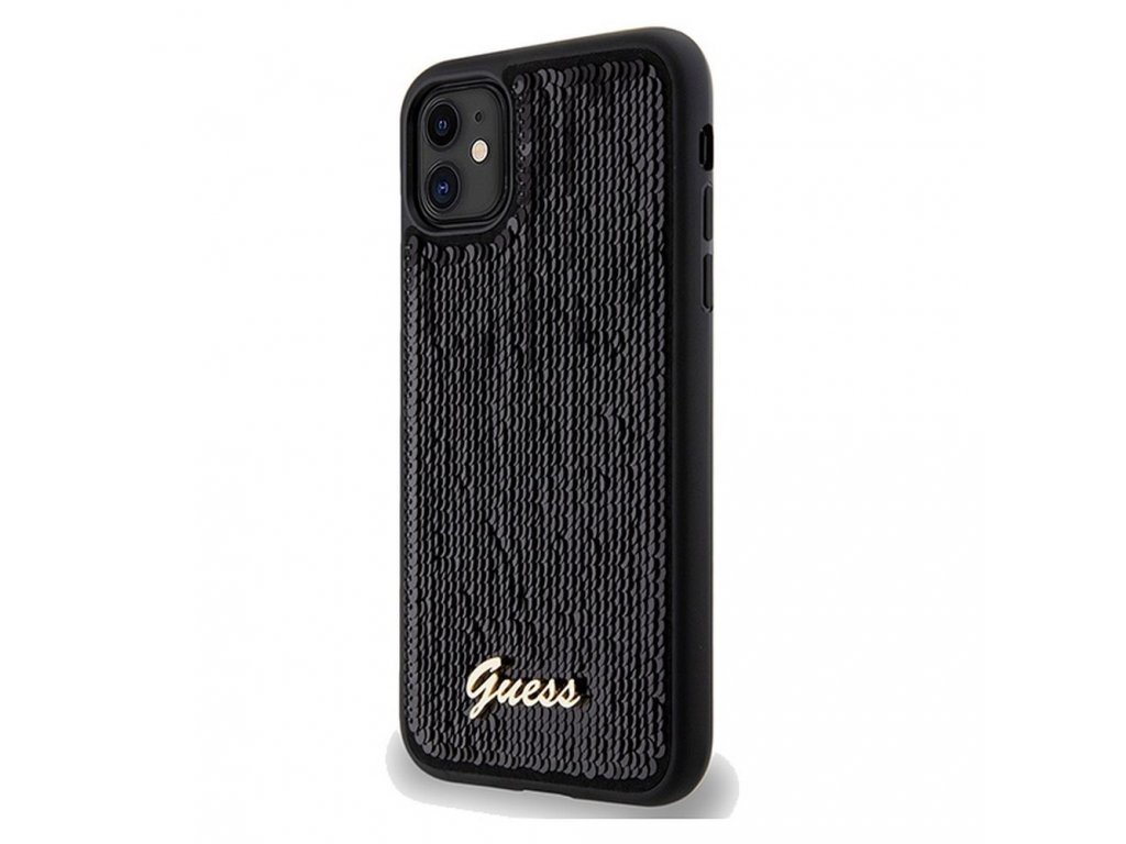 Pouzdro GUESS Sequin Script Metal pro iPhone 11 - černé