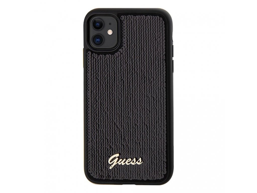 Pouzdro GUESS Sequin Script Metal pro iPhone 11 - černé