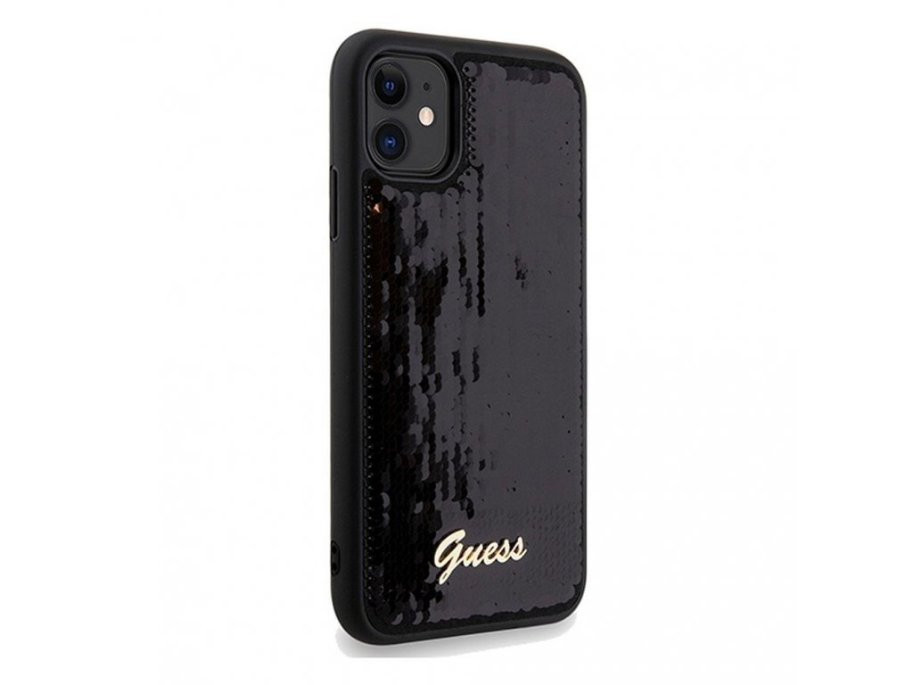 Pouzdro GUESS Sequin Script Metal pro iPhone 11 - černé