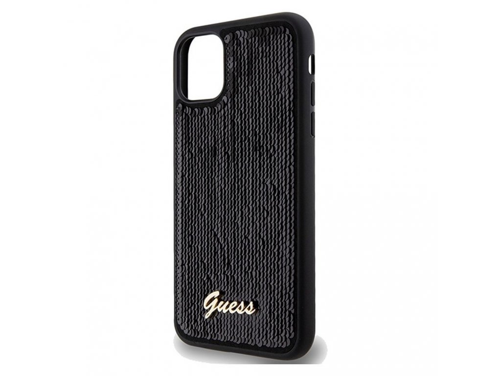 Pouzdro GUESS Sequin Script Metal pro iPhone 11 - černé