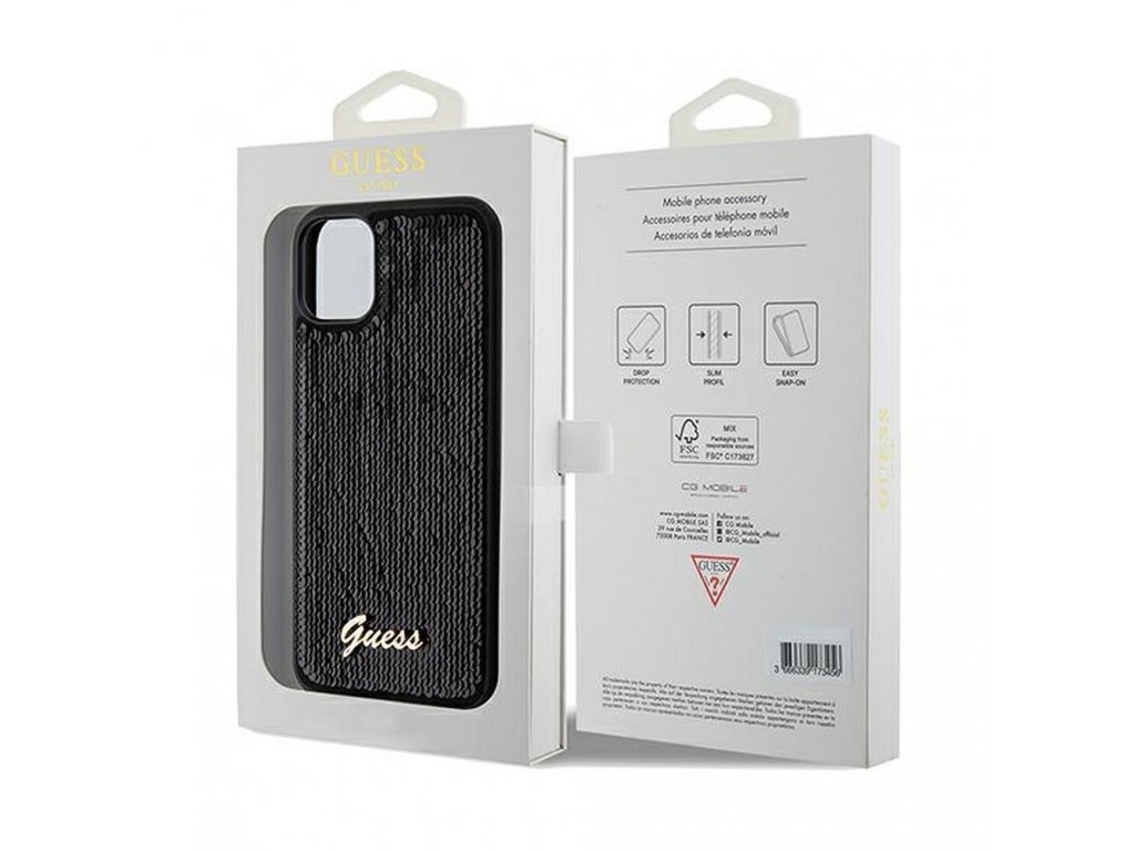 Pouzdro GUESS Sequin Script Metal pro iPhone 11 - černé