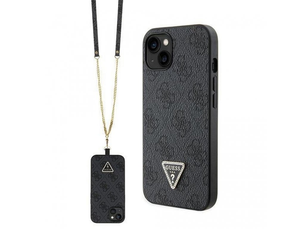 Original faceplate case GUESS GUHCP13MP4TDSCPK for iPhone 13 (Metal Logo Starss Crossbody / black)