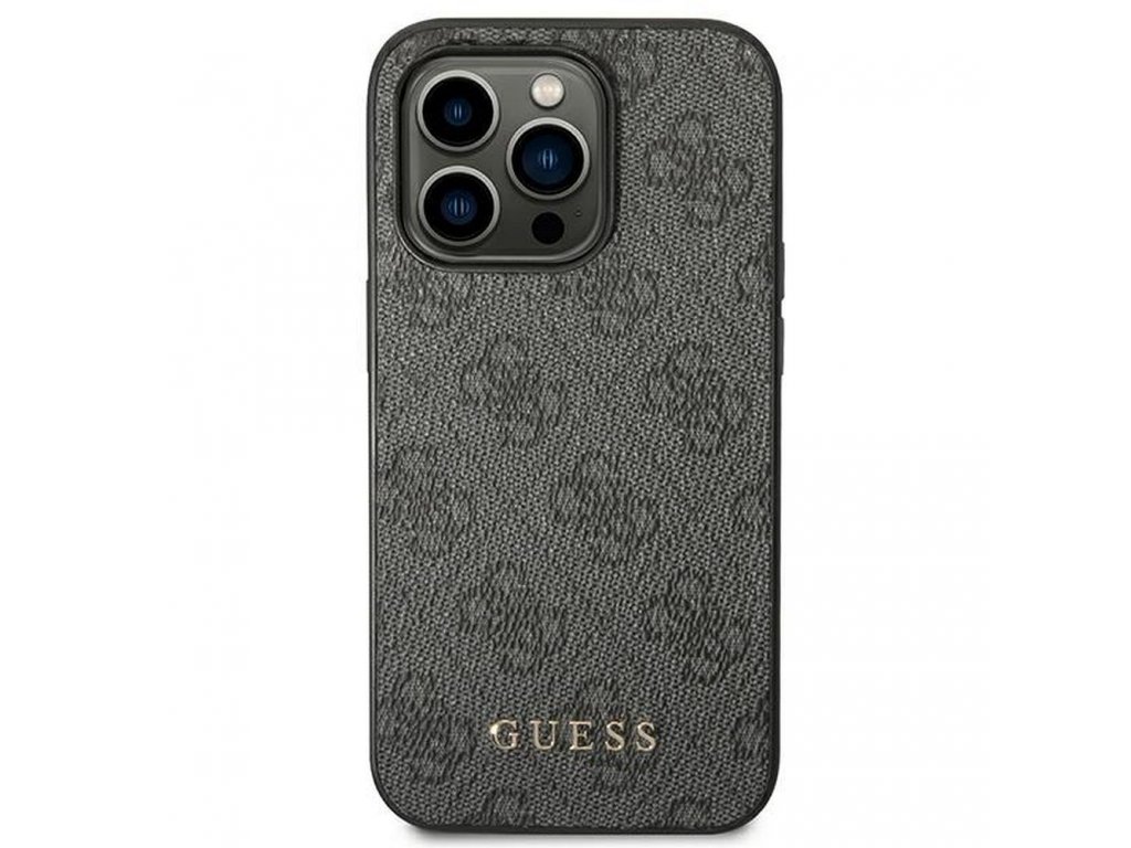 Originální pouzdro GUESS 4G Gold Logo pro iPhone 14 PRO - šedé