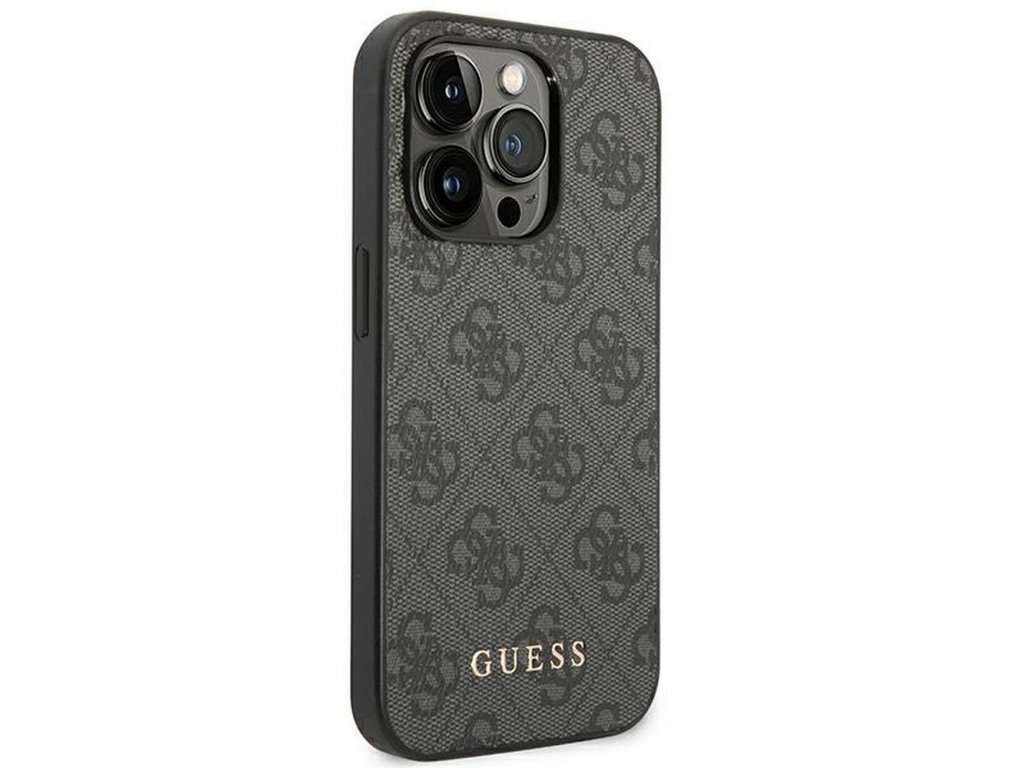 Originální pouzdro GUESS 4G Gold Logo pro iPhone 14 PRO - šedé