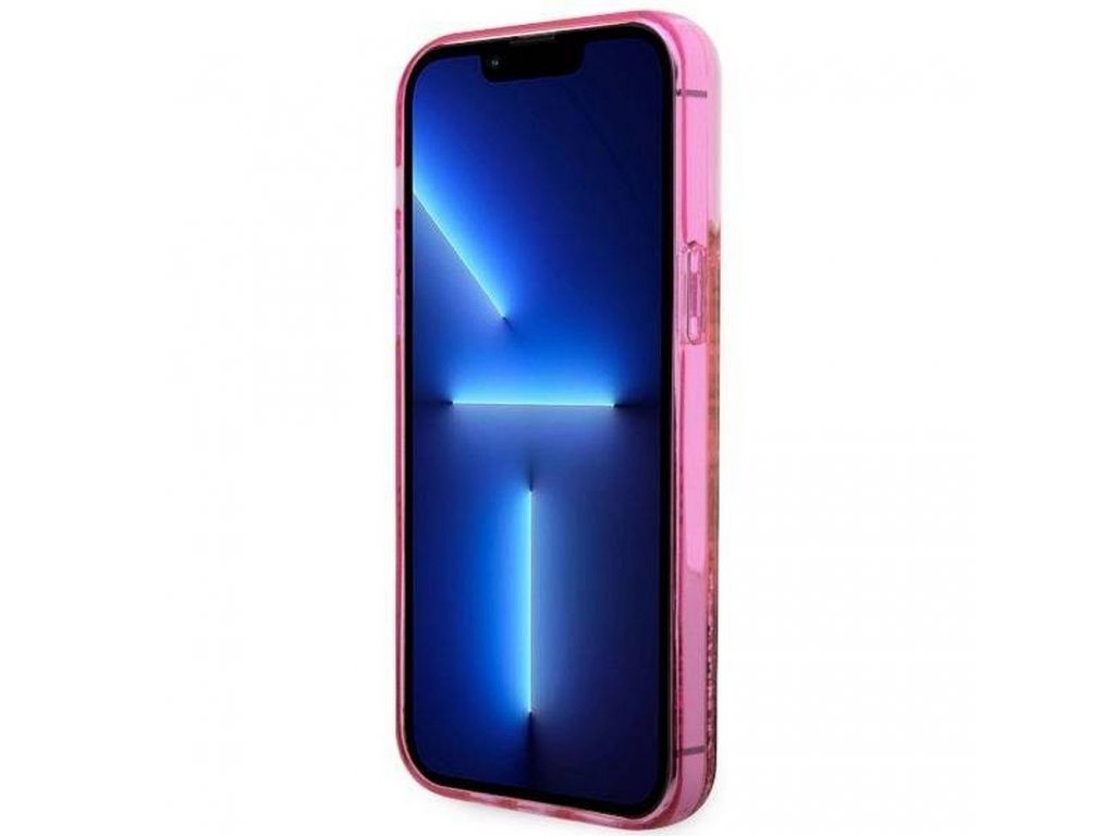 Originální pouzdro GUESS Liquid Glitter 4G Translucent pro iPhone 14 PRO - růžové