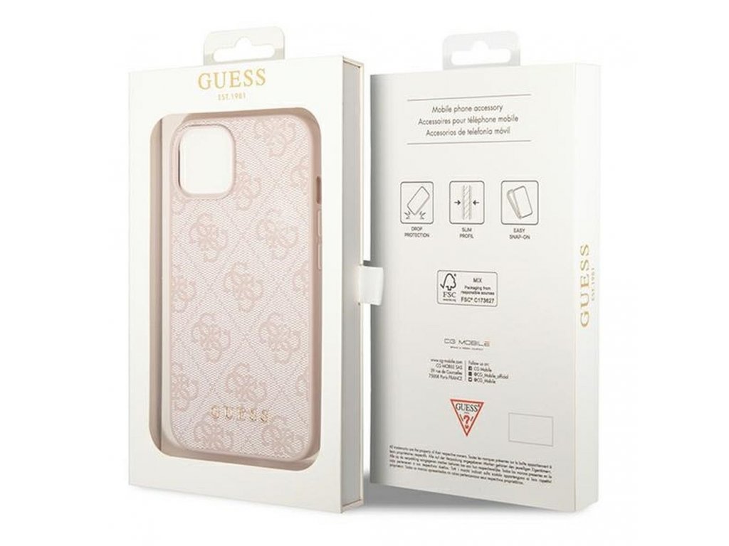 Original faceplate case GUESS GUHCP14SG4GFPI for iPhone 14 (4G Gold Logo / pink)