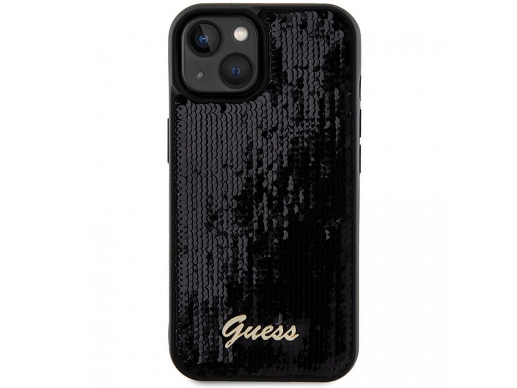 Pouzdro GUESS Sequin Script Metal pro iPhone 14 - černé