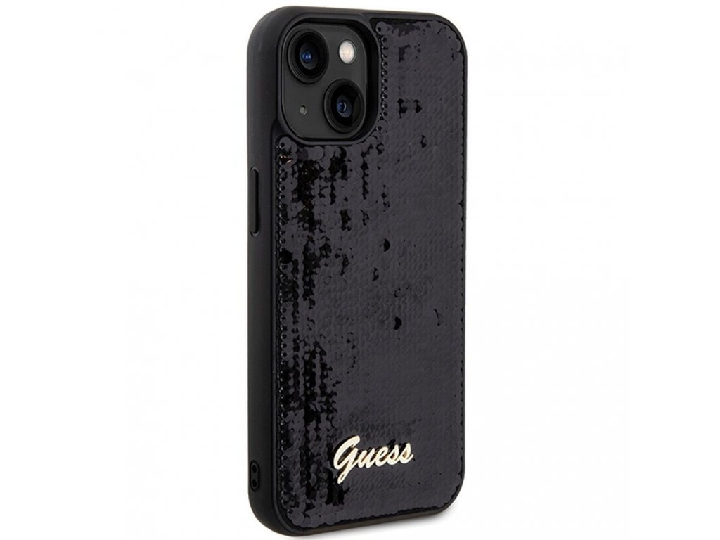 Pouzdro GUESS Sequin Script Metal pro iPhone 14 - černé