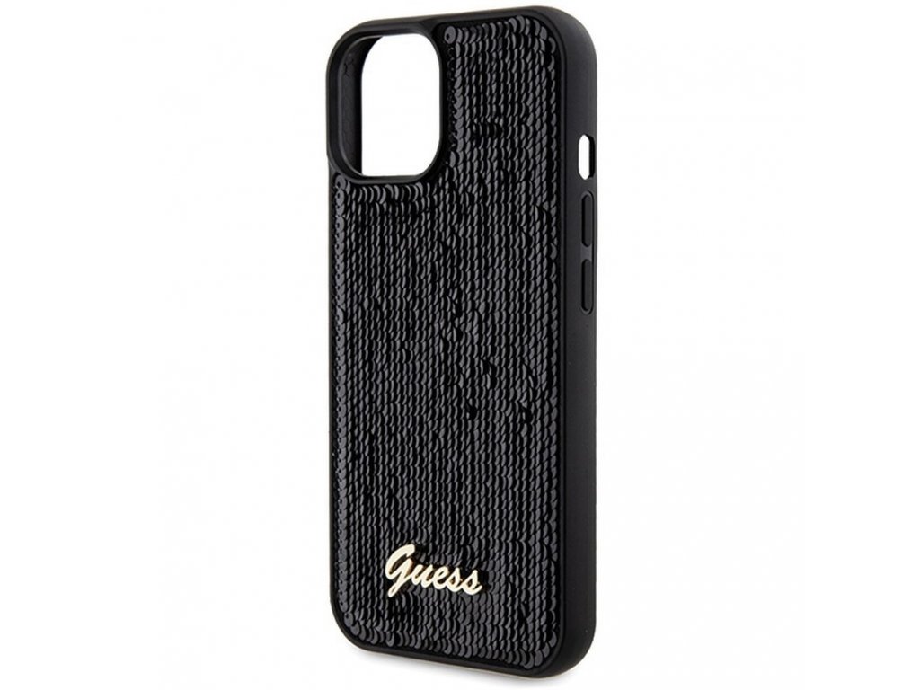 Pouzdro GUESS Sequin Script Metal pro iPhone 14 - černé