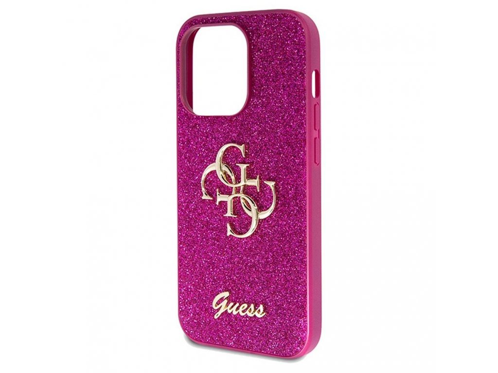 Pouzdro GUESS Fixed Glitter Big 4G pro iPhone 15 Pro - fialové