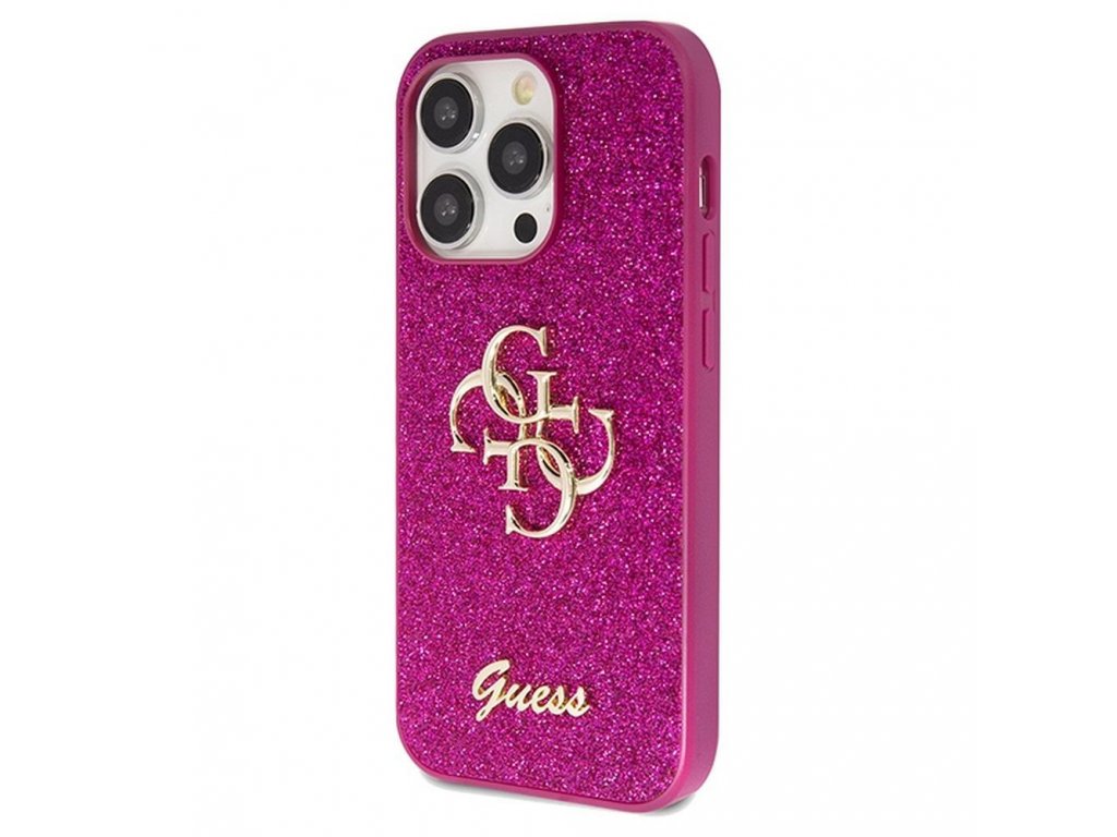 Pouzdro GUESS Fixed Glitter Big 4G pro iPhone 15 Pro - fialové