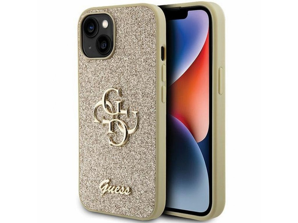 Original faceplate case GUESS GUHCP15MHG4SGD for iPhone 15 PLUS (Fixed Glitter Big 4G / gold)