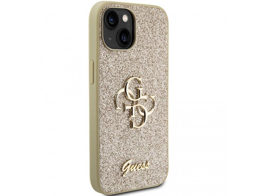 Original faceplate case GUESS GUHCP15MHG4SGD for iPhone 15 PLUS (Fixed Glitter Big 4G / gold)