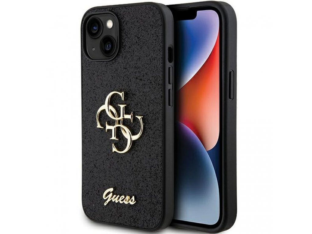 Original faceplate case GUESS GUHCP15MHG4SGK for iPhone 15 PLUS (Fixed Glitter Big 4G / black)