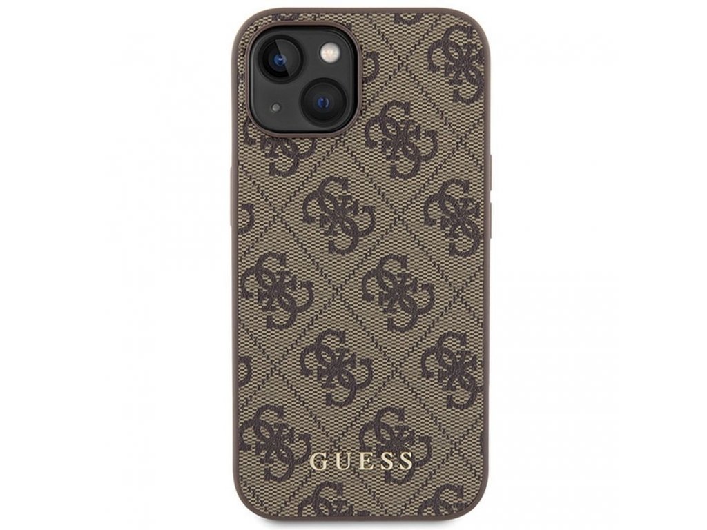 Originální pouzdro GUESS  pro iPhone 15 (4G Metal Logo / hnědá)