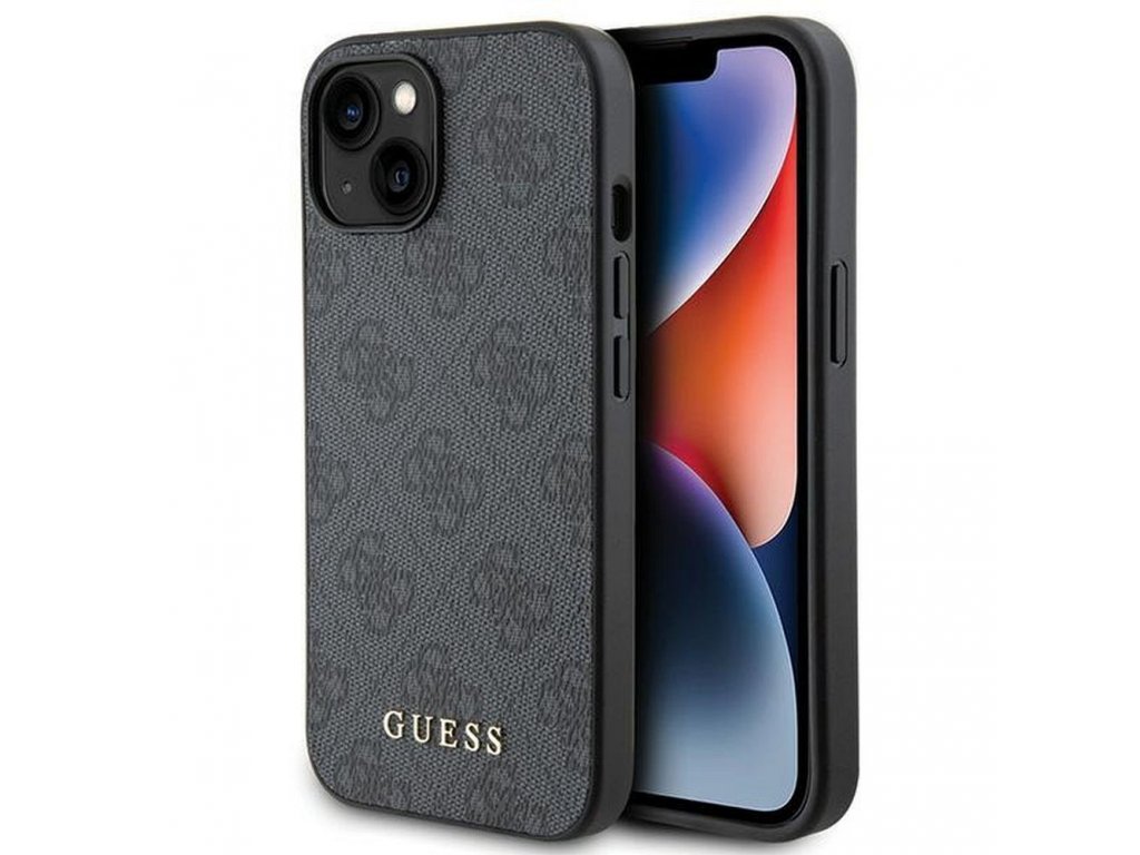 Originální pouzdro GUESS pro iPhone 15 (4G Metal Logo / šedé)