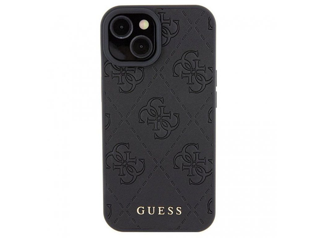 Originální pouzdro GUESS pro iPhone 15 (Quilted 4G Classic / černé)