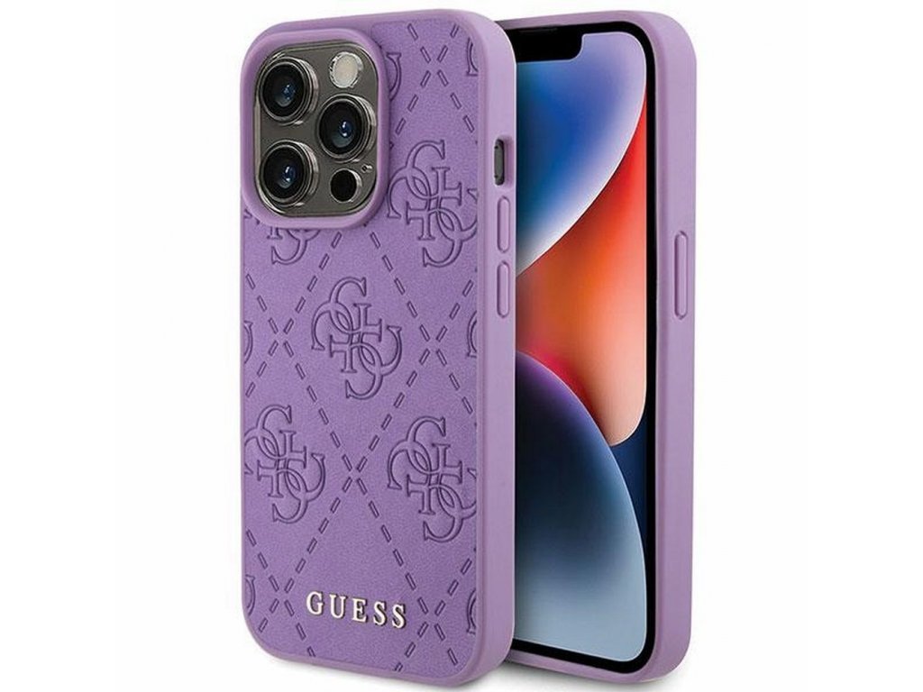 Original faceplate case GUESS GUHCP15XP4EPMU for iPhone 15 PRO MAX (Quilted 4G Classic / light purple)