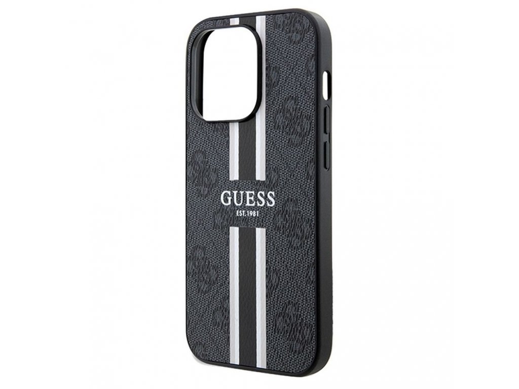 Originální pouzdro GUESS kompatibilní s Magsafe 4G Printed Stripes pro iPhone 15 Pro - černé