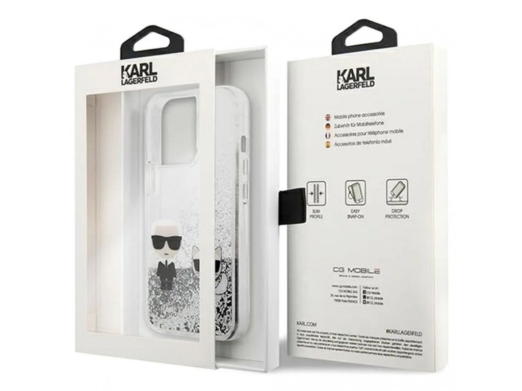 Original faceplate case KARL LAGERFELD KLHCP13LGKCS for iPhone 13 PRO (Liquid Glitter K&C / silver)