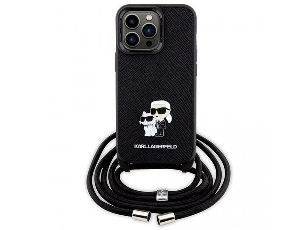 Original faceplate case KARL LAGERFELD KLHCP13LSAKCPSK for iPhone 13 Pro (Saffiano KC Metal PIN Crossbody / black)