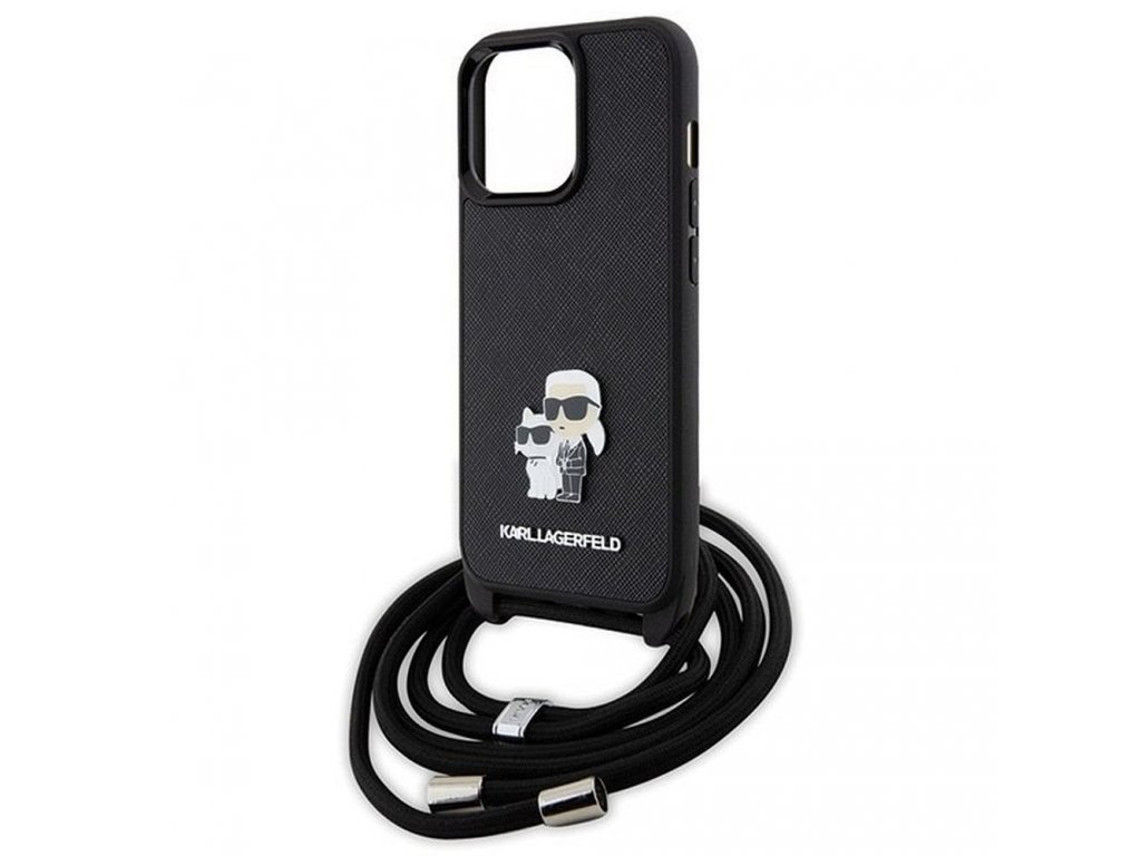 Original faceplate case KARL LAGERFELD KLHCP13LSAKCPSK for iPhone 13 Pro (Saffiano KC Metal PIN Crossbody / black)