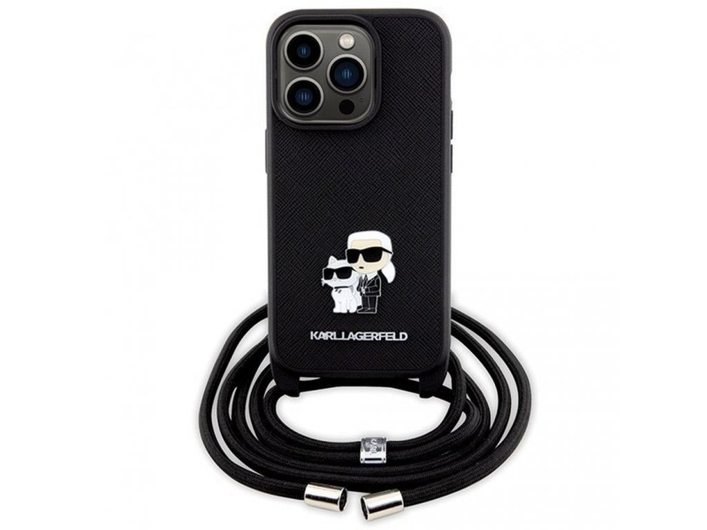 Original faceplate case KARL LAGERFELD KLHCP14LSAKCPSK for iPhone 14 Pro (Saffiano KC Metal PIN Crossbody / black)