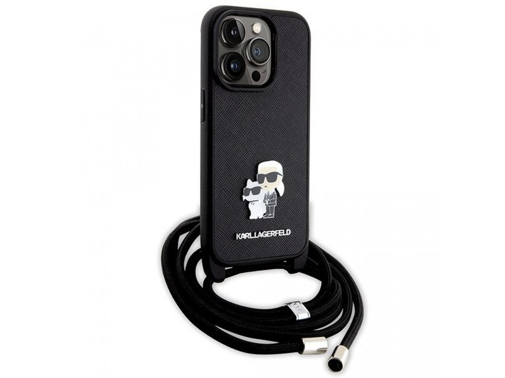 Original faceplate case KARL LAGERFELD KLHCP14LSAKCPSK for iPhone 14 Pro (Saffiano KC Metal PIN Crossbody / black)