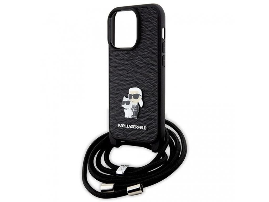 Original faceplate case KARL LAGERFELD KLHCP14LSAKCPSK for iPhone 14 Pro (Saffiano KC Metal PIN Crossbody / black)